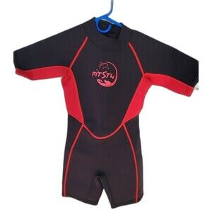 FitsT4 Diving Sports Black Wetsuit w Red Trim Kids L New w Tags
